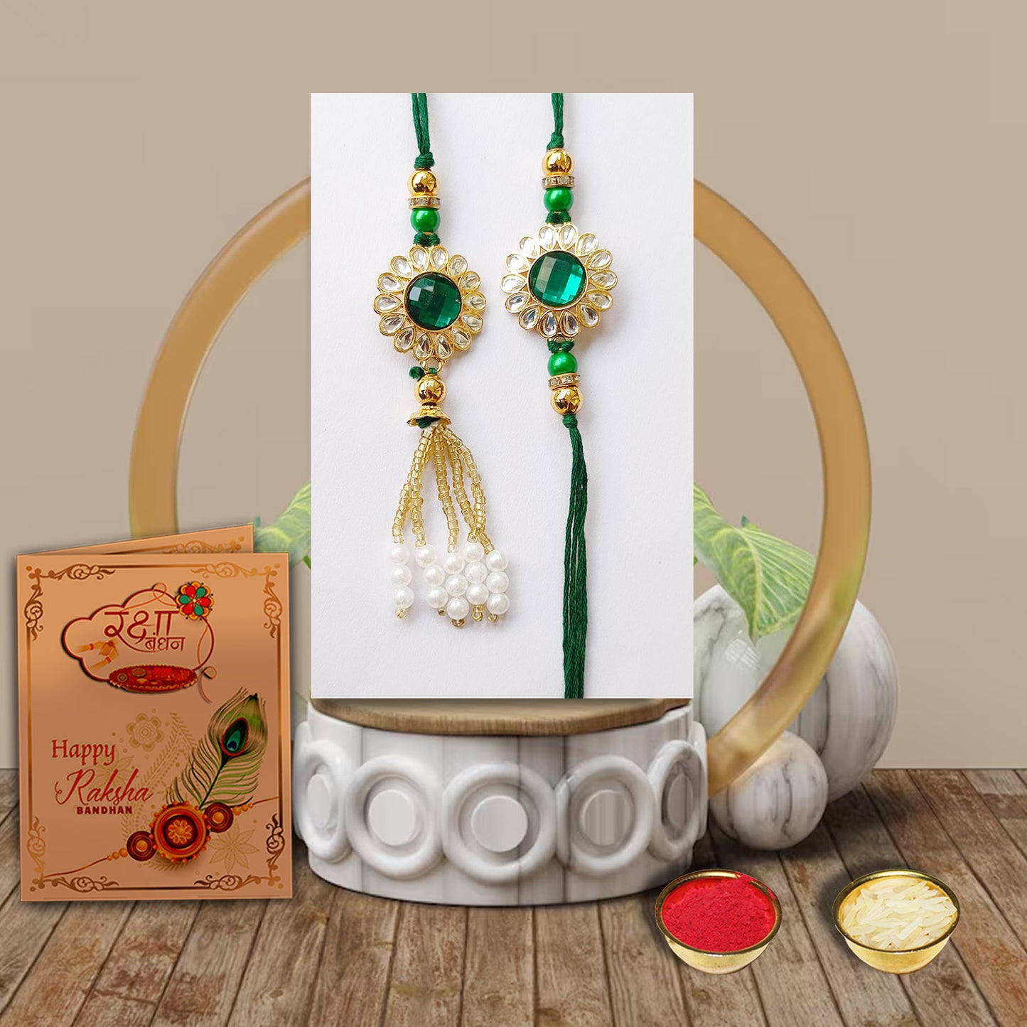 AWANI TRENDS Green Lumba Rakhi