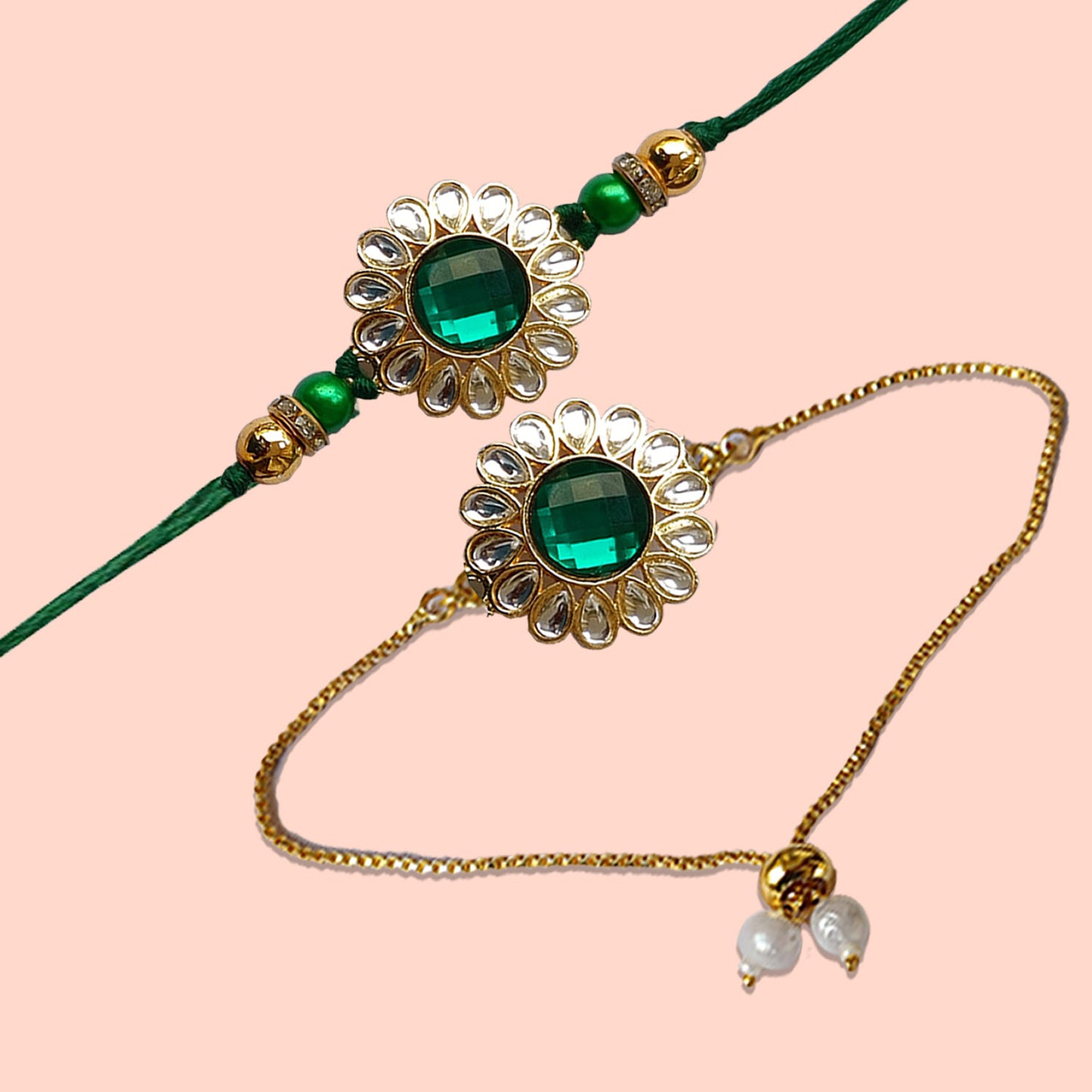 AWANI TRENDS Green Rakhi With Bracelet