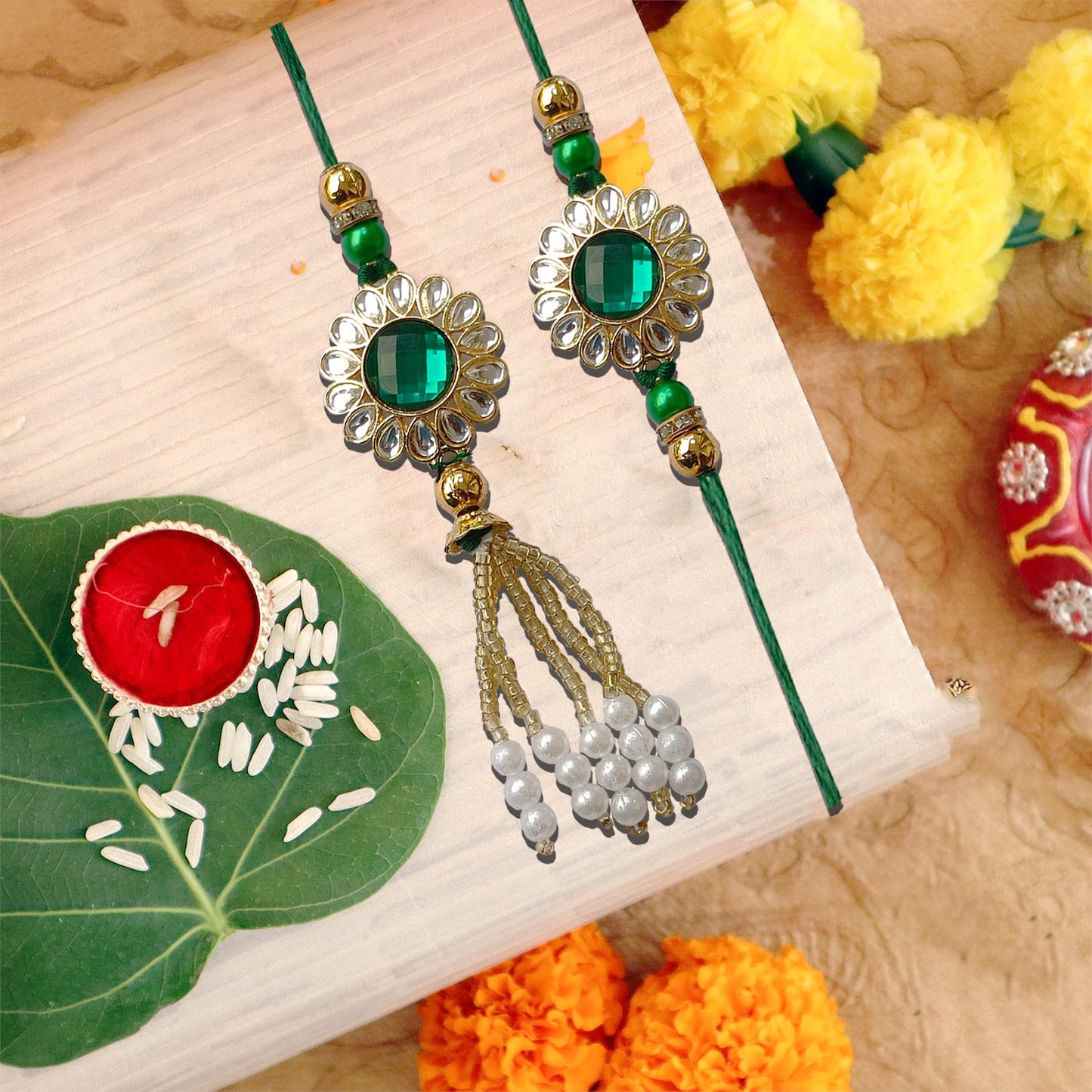 AWANI TRENDS Green Lumba Rakhi