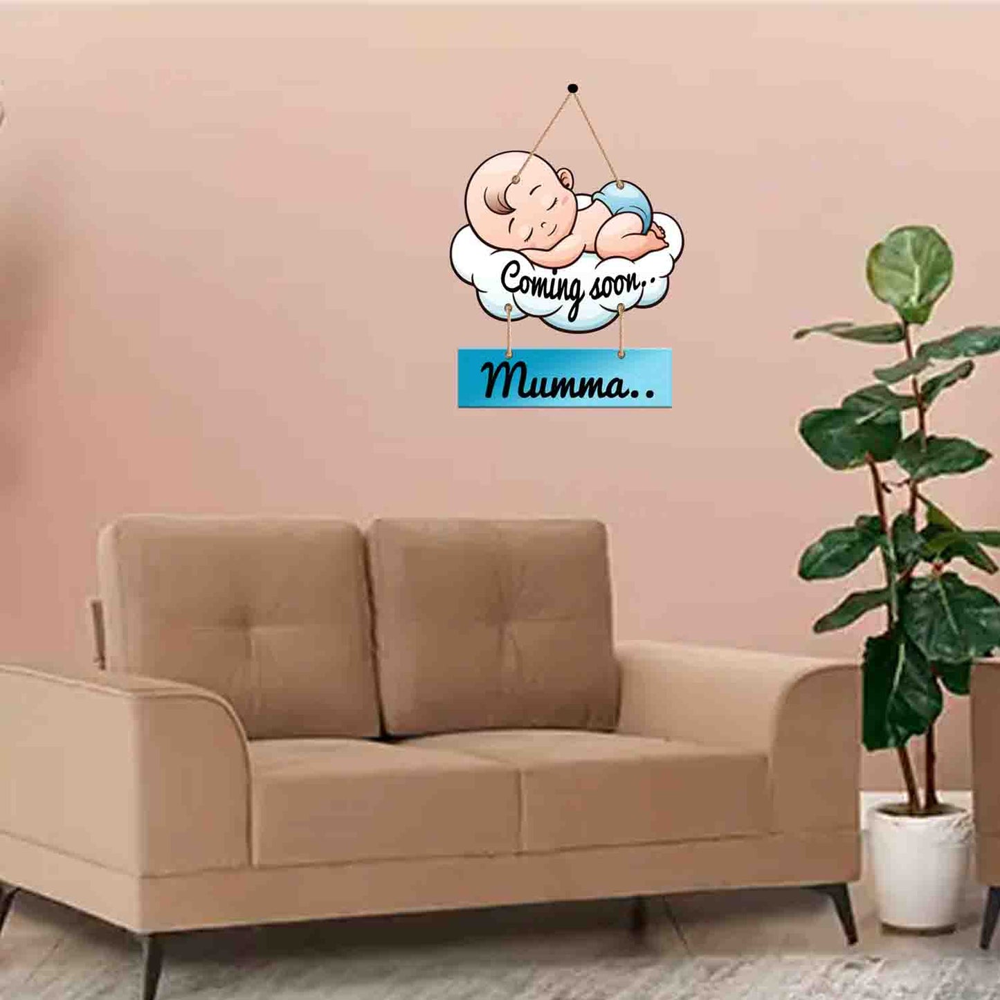 AWANI TRENDS Wooden Coming Soon Mumma Pregnant Gift for Wife Women Sister Pregnancy Gift for Baby Shower Wall Hanging
