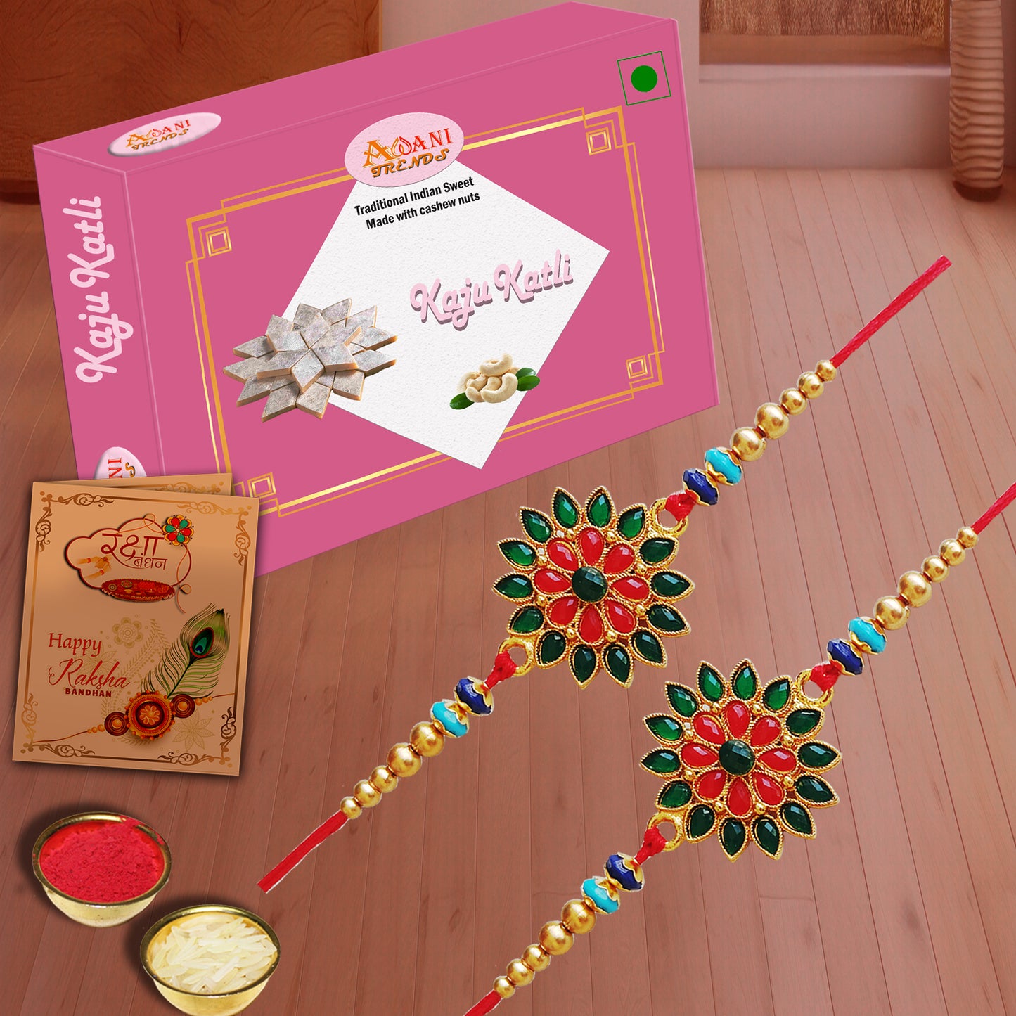 AWANI TRENDS RAKHI WITH KAJU KATLI HAMPER