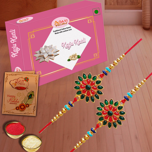 AWANI TRENDS RAKHI WITH KAJU KATLI HAMPER