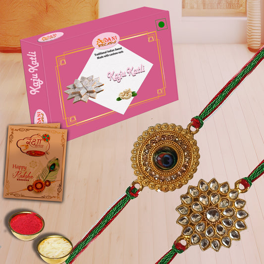 AWANI TRENDS NEW DESIGN RAKHI WITH KAJU KATLI HAMPER