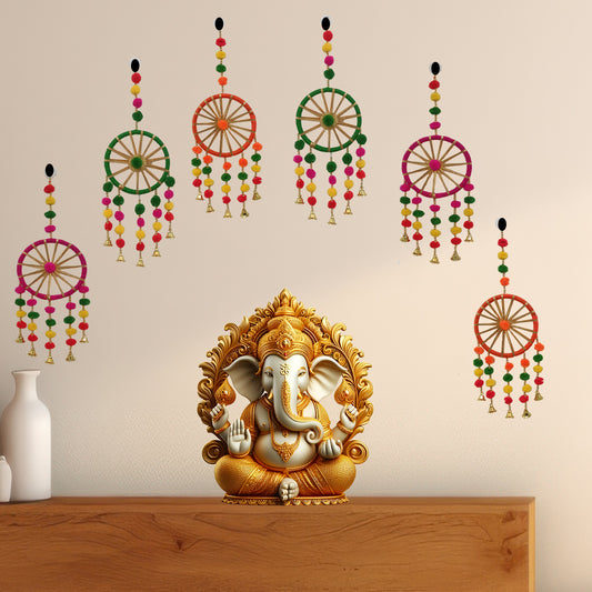 AWANI TRENDS Handmade Colorful Pom Pom Wall Decor and Door Hangings for Home Decoration |Festive Decoration|Temple Decoration|Pooja Room Decoration