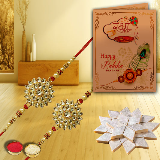 AWANI TRENDS RAKHI WITH KAJU KATLI HAMPER BOX