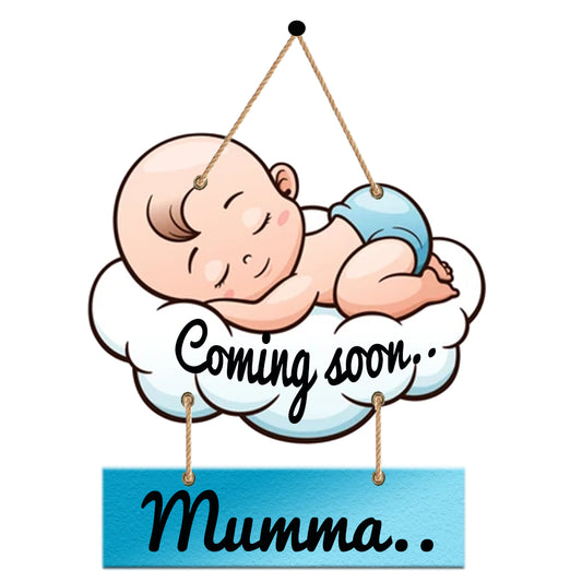 AWANI TRENDS Wooden Coming Soon Mumma Pregnant Gift for Wife Women Sister Pregnancy Gift for Baby Shower Wall Hanging